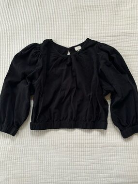 A New Day Women’s Black Crop Top with Bell Sleeves Elastic Waistband